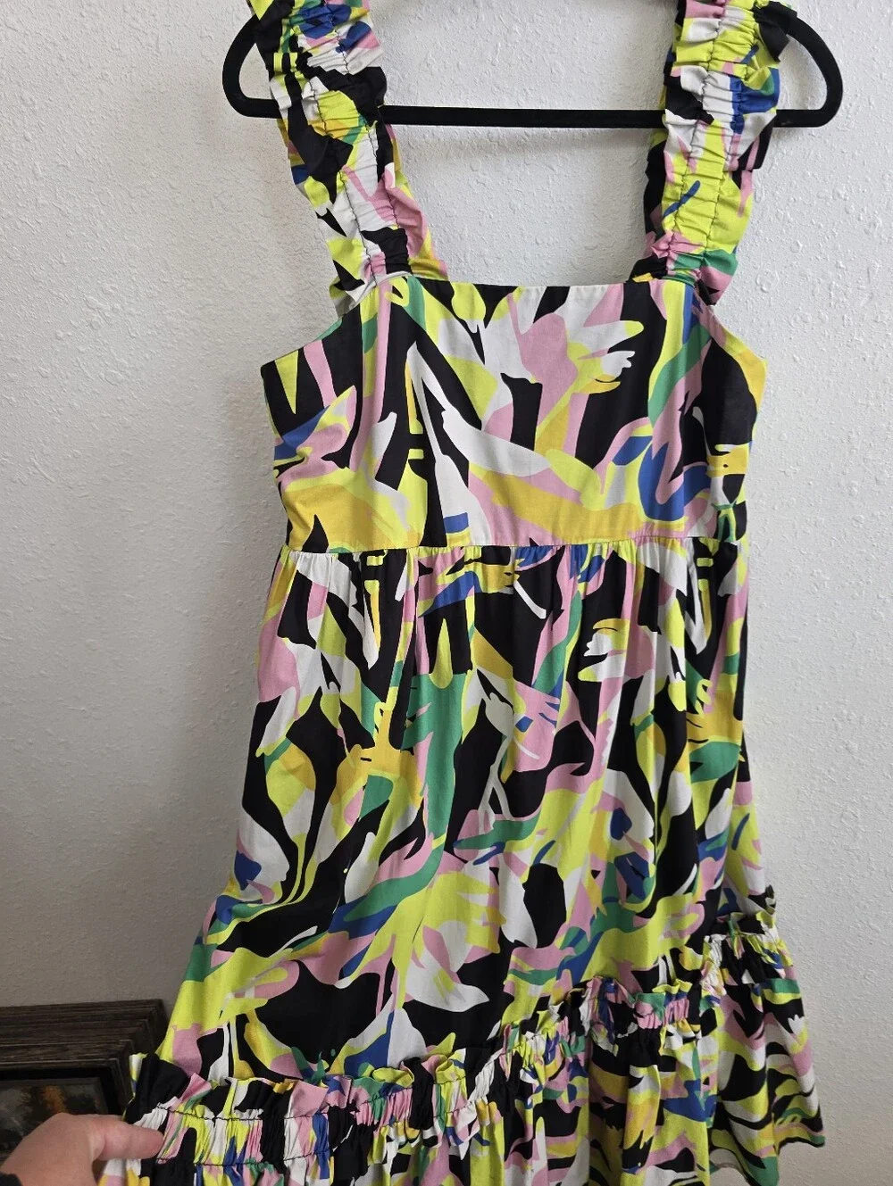 Crosby Bowie Sleeveless Multicolor Tropical Floral Print Midi Dress Sz Medium